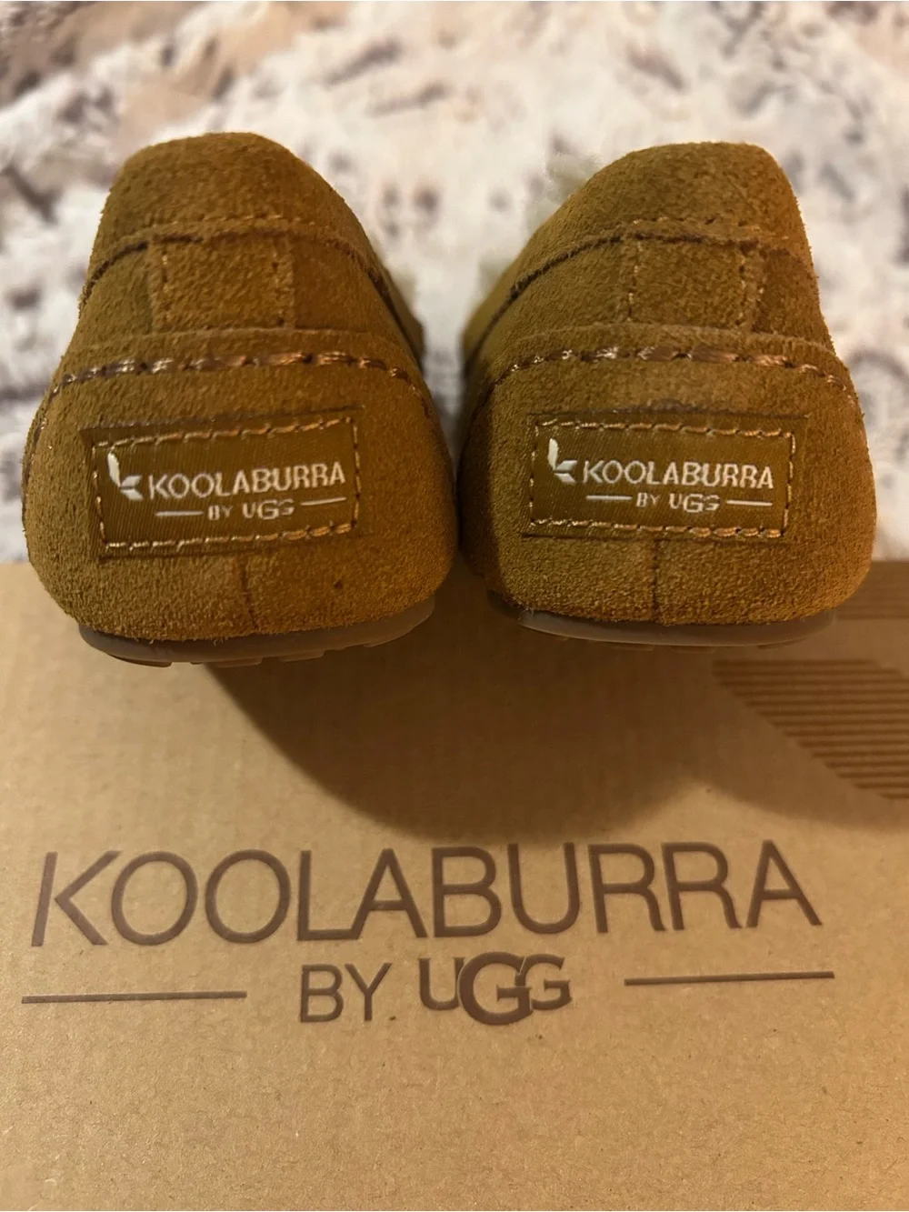 Koolaburra Kids Moccasins in Chestnut Brown with Cream Shearling